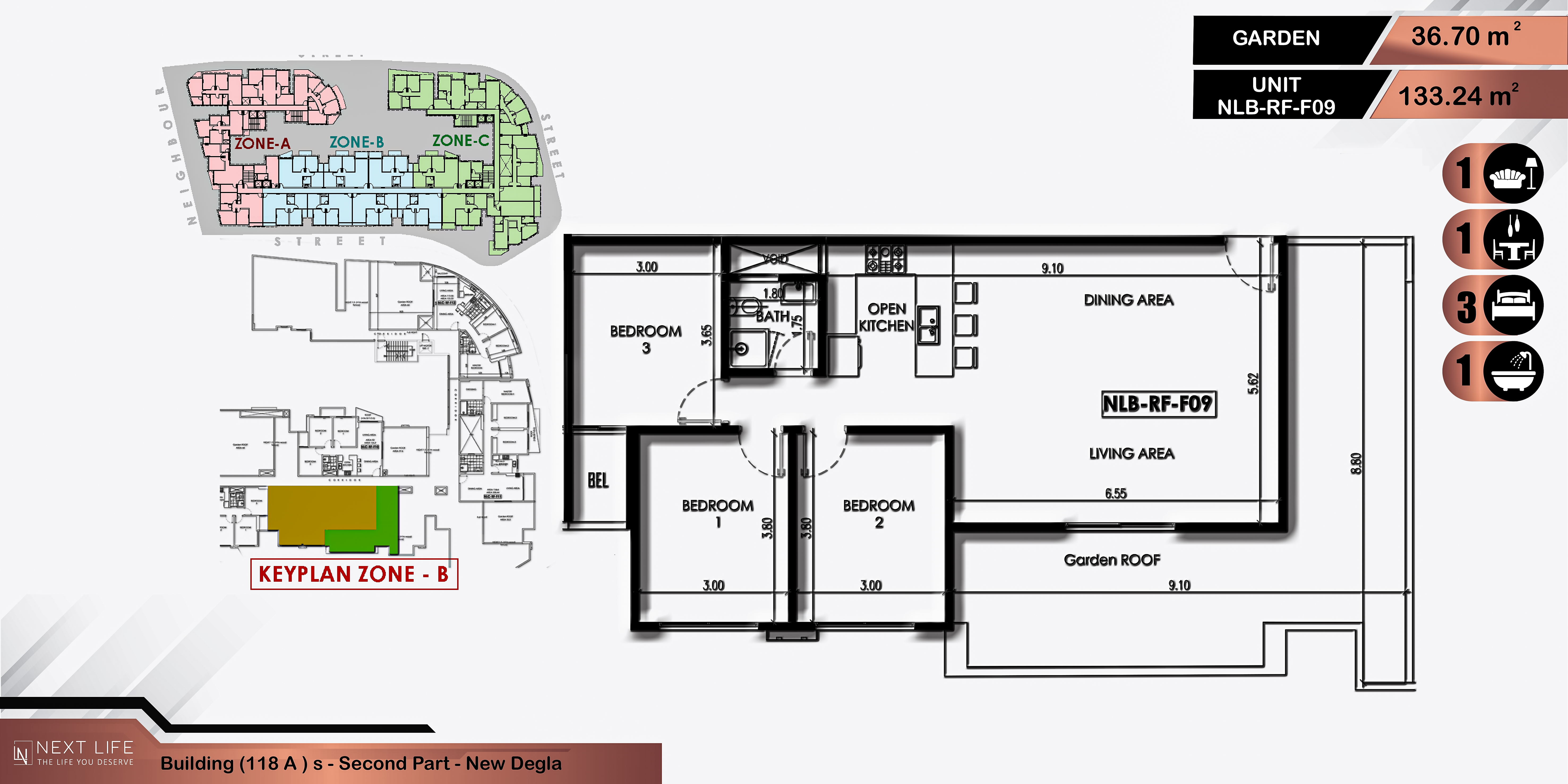 Roof B 133.24m + 36.7m G